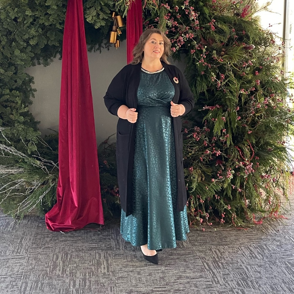SHEIN dark teal/greenish  Long Sleeve Dress, size 3X - Picture 4 of 14